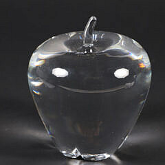 Signed Steuben Clear Glass Apple