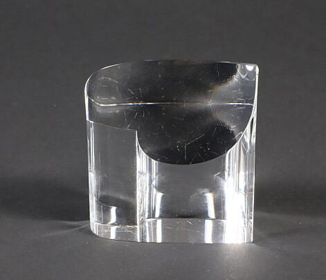 Signed Steuben Clear Glass Heart Form Paper Weight