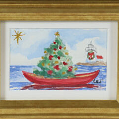 Miniature Nantucket Watercolor "Brant Point View"