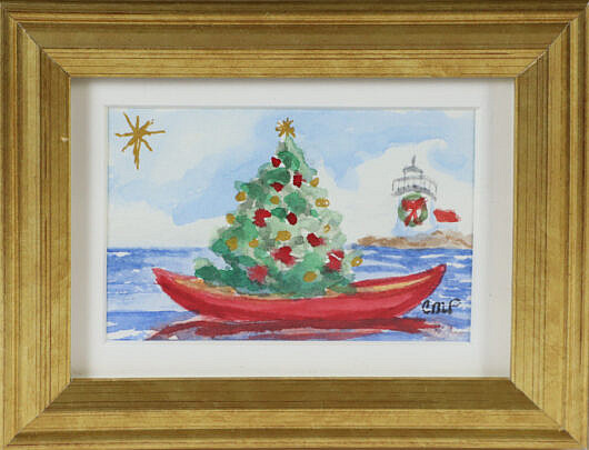 Miniature Nantucket Watercolor "Brant Point View"