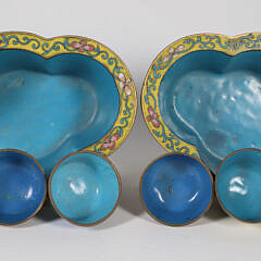Pair of Cloisonne Cache Pots and Six Cups, 19th Century