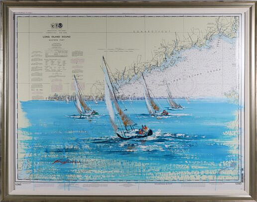 Kerry Hallam Acrylic on Long Island Chart