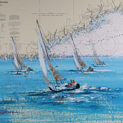 Kerry Hallam Acrylic on Long Island Chart