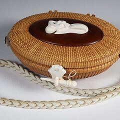 Alan S.W. Reed "Streamer" Nantucket Shoulder Purse with Carved Mermaid, circa 2009.