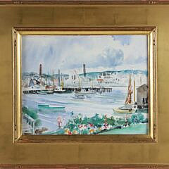Martha Walters Watercolor "Harbor Scene"