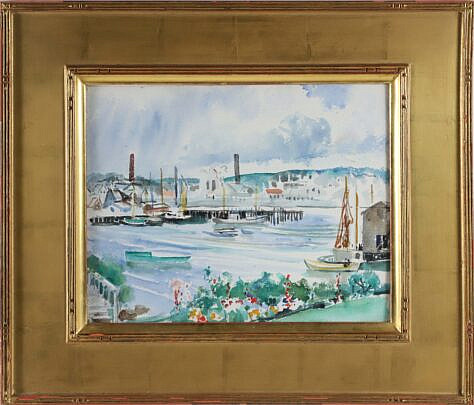 Martha Walters Watercolor "Harbor Scene"