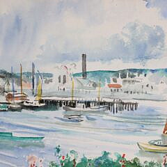 Martha Walter (American 1875-1976) Watercolor “Harbor Scene”