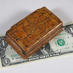 Mariner Carved and Scrimshawed Palmwood Box, circa 1850-60