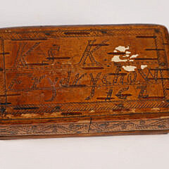 Mariner Carved and Scrimshawed Palmwood Box, circa 1850-60