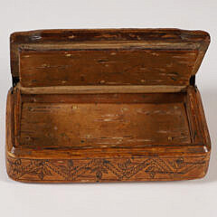 Mariner Carved and Scrimshawed Palmwood Box, circa 1850-60