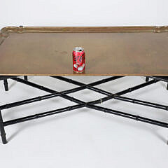 Brass Tray Top Coffee Table on Black Faux Bamboo Stand