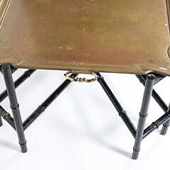 Brass Tray Top Coffee Table on Black Faux Bamboo Stand