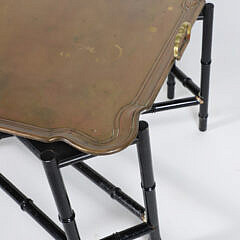 Brass Tray Top Coffee Table on Black Faux Bamboo Stand