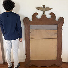 Chippendale Style Over-Sized Mirror with Gilt Surmounted Eagle and Carved Scrolls