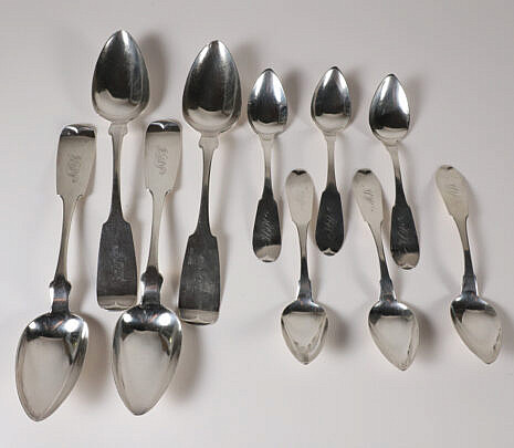 Group of Coin Silver Spoons