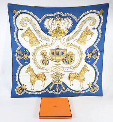 "Paperoles" Hermes Silk Scarf in original Hermes box