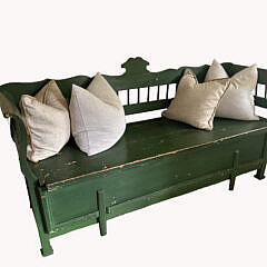 Antique Scandinavian Green Painted Storage Bench