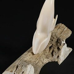 Inuit Carved Breaching Whale on Bone