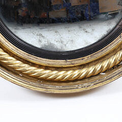 Round Gilt and Ebonized Convex Mirror