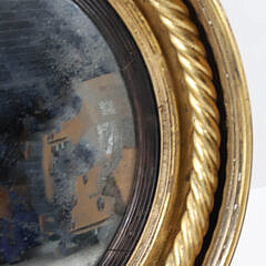 Round Gilt and Ebonized Convex Mirror