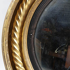 Round Gilt and Ebonized Convex Mirror
