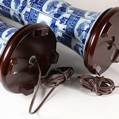 Pair of Chinese Blue and White Porcelain Lamps