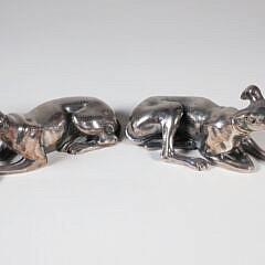 Pair of Steel Seated Whippets