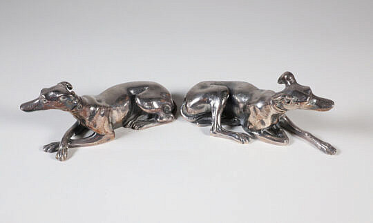 Pair of Steel Seated Whippets