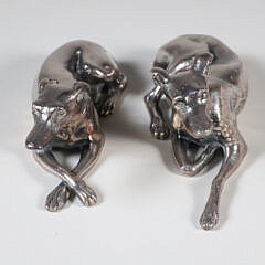 Pair of Steel Seated Whippets