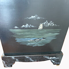 Marine Hand Painted Whaling Scene Blanket Chest, circa 1995