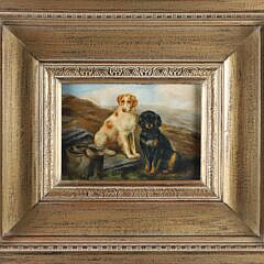 Vintage Oil on Board "Spaniels"