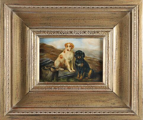 Vintage Oil on Board "Spaniels"