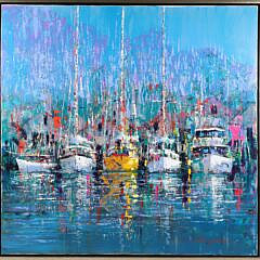 Kerry Hallam Oil on Canvas "Yachts at Rest"