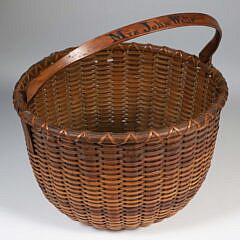 Roland Folger Round Open Swing Handle Nantucket Basket, circa 1860s