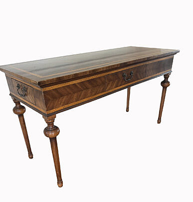 Contemporary Inlaid Mahogany and Satinwood Console Table