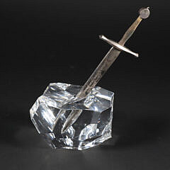 Signed Steuben Excalibur Crystal with Presentation Silver Plated Sword