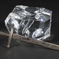 Signed Steuben Excalibur Crystal with Presentation Silver Plated Sword