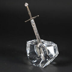 Signed Steuben Excalibur Crystal with Presentation Silver Plated Sword
