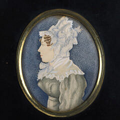 Miniature Oval Portrait of “Mary Bland” in Ebonized Frame, 19th Century