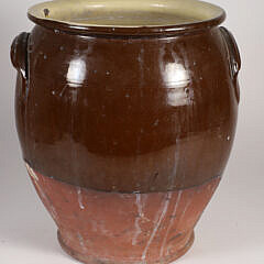 Vintage French Brown and Yellow Glazed Double Handled Pot