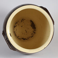 Vintage French Brown and Yellow Glazed Double Handled Pot