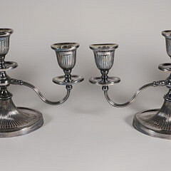 Pair of Antique Scottish Silver Plated Three-Light Candelabra