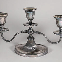 Pair of Antique Scottish Silver Plated Three-Light Candelabra