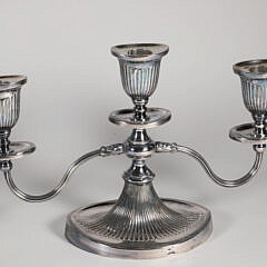 Pair of Antique Scottish Silver Plated Three-Light Candelabra