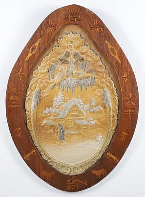 Antique German Pressed Board Christmas Scene