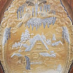 Antique German Pressed Board Christmas Scene with Inlaid Frame