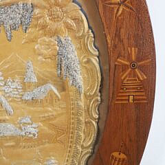 Antique German Pressed Board Christmas Scene with Inlaid Frame