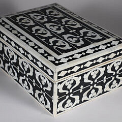 Teakwood and Bone Geometric Inlaid Box