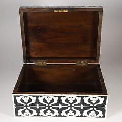 Teakwood and Bone Geometric Inlaid Box