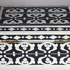 Teakwood and Bone Geometric Inlaid Box